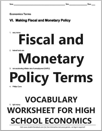fiscal policy worksheet
