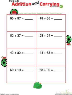 five digit addition worksheet