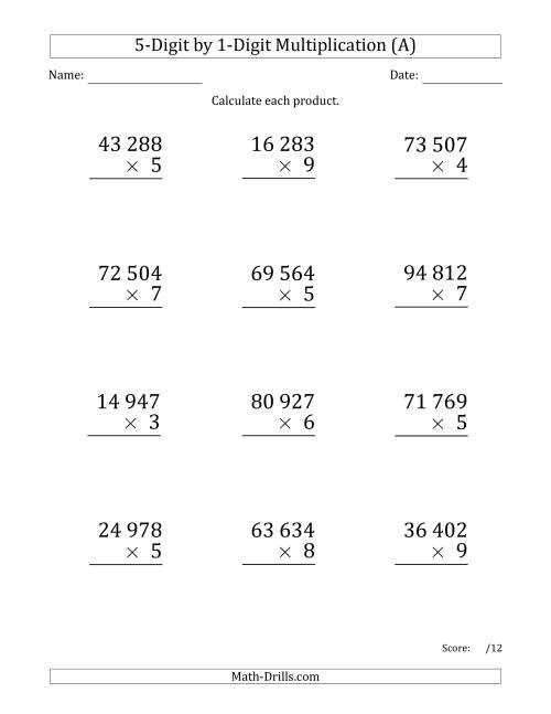 five digit multiplication worksheets