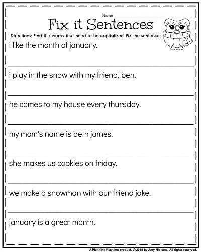 fix this sentence worksheets