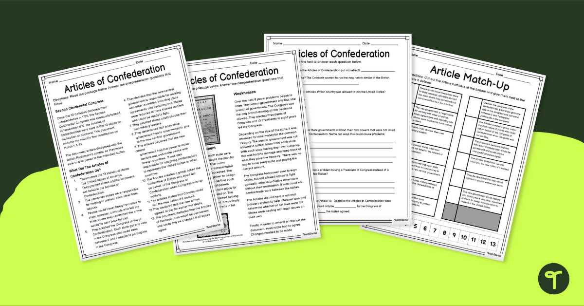 fixing the articles of confederation worksheet