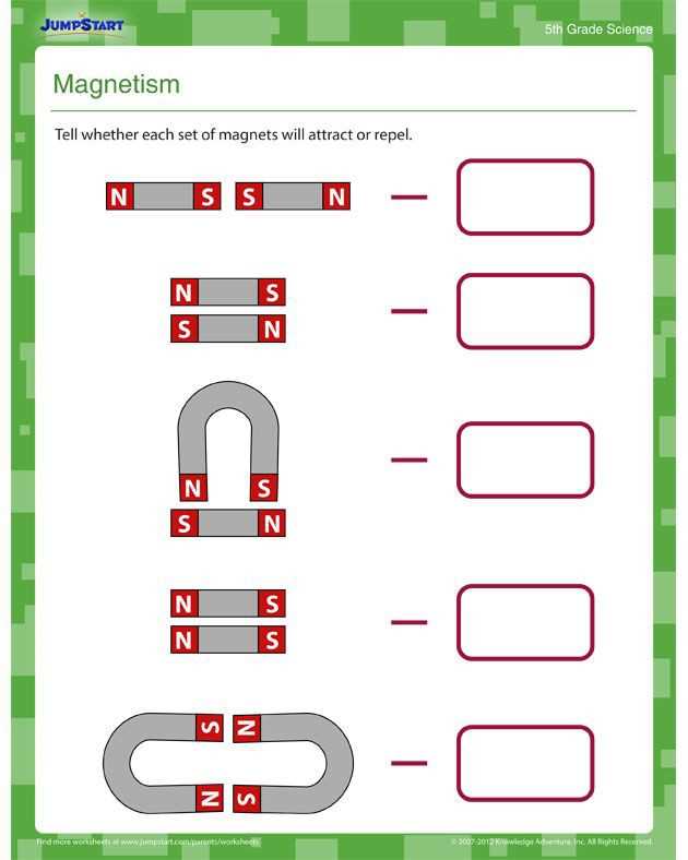 magnets kindergarten worksheet