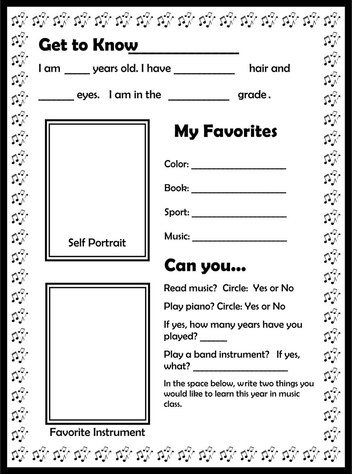 getting to know you worksheet elementary