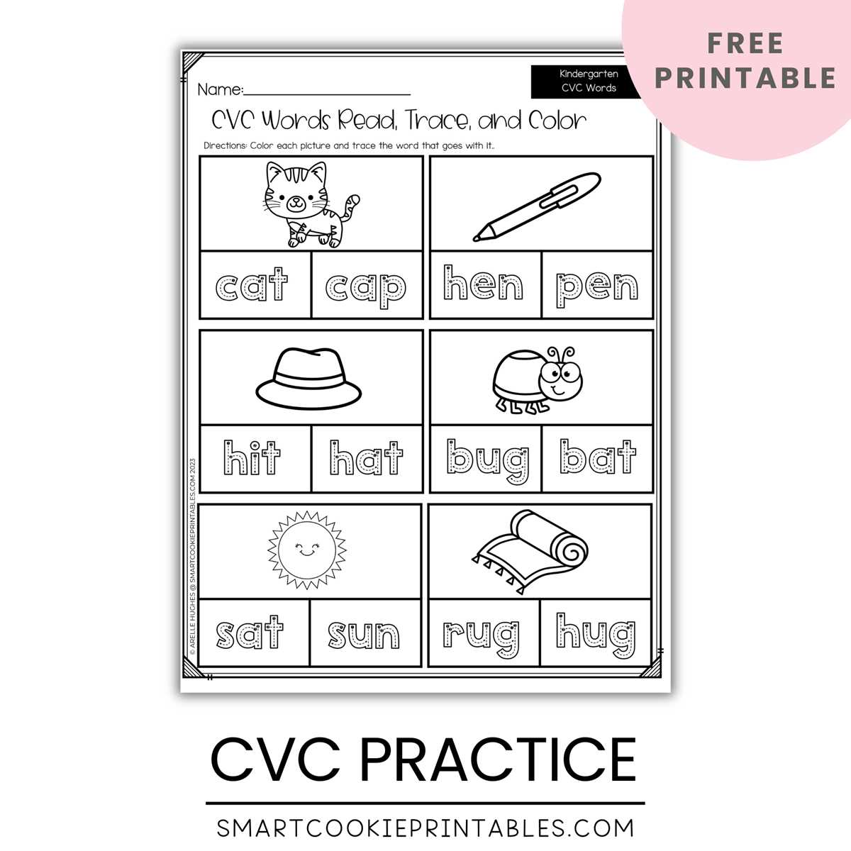 cvc words worksheet free