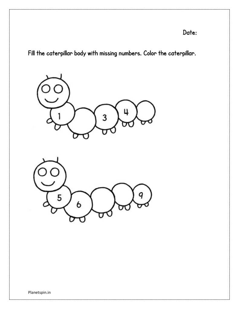 fill in the missing numbers worksheet