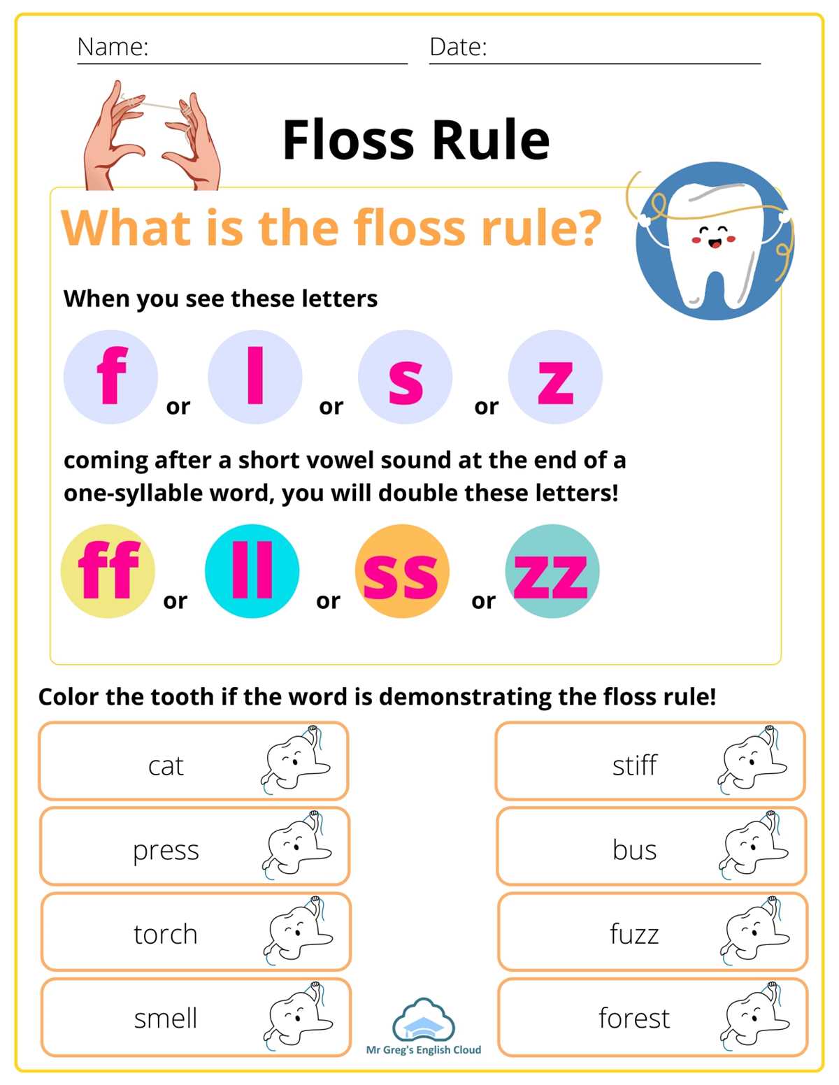 floss rule worksheets