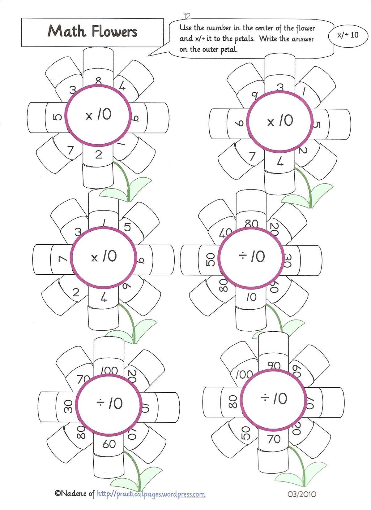 flower addition and subtraction worksheets