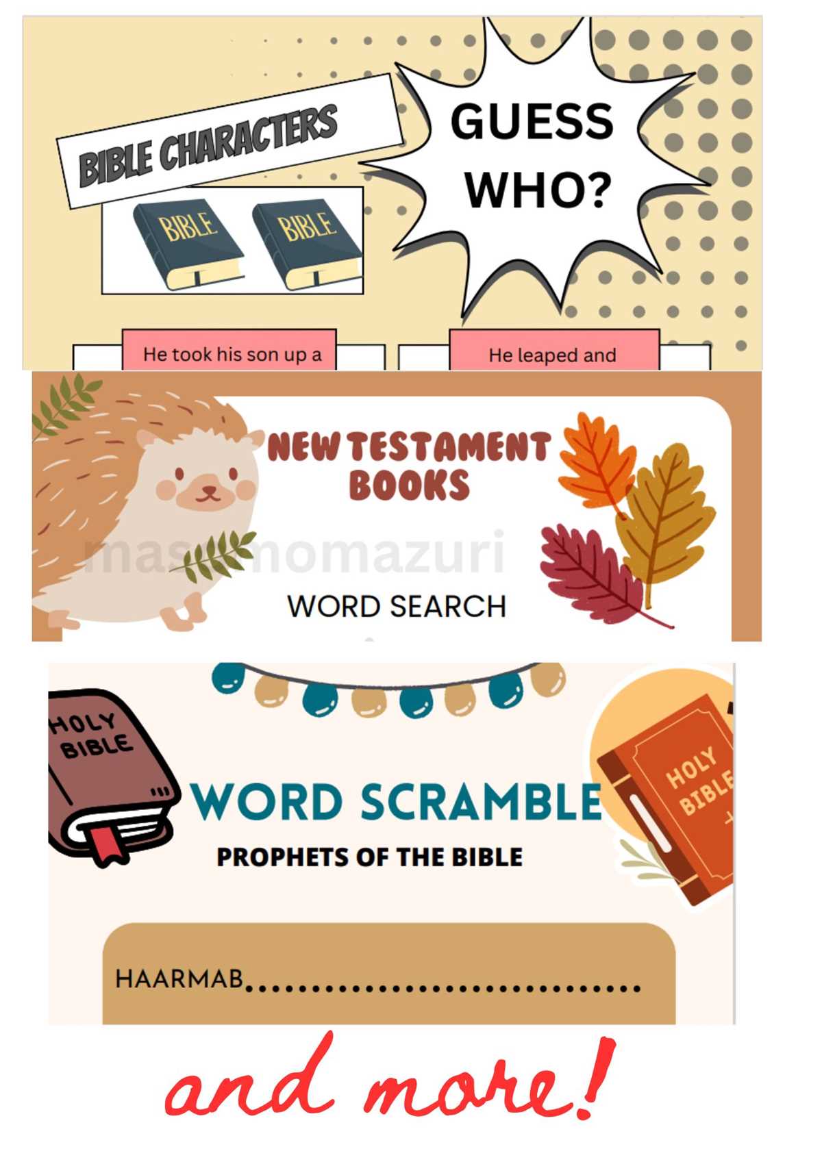 beginner books of the bible worksheets