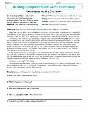 character analysis worksheet high school