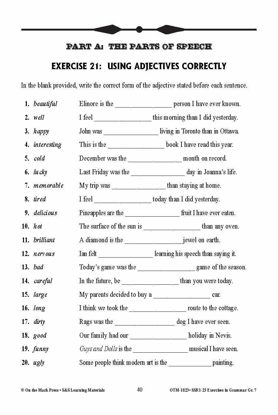 class 7 english grammar worksheets