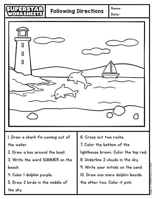 follow the instructions worksheet