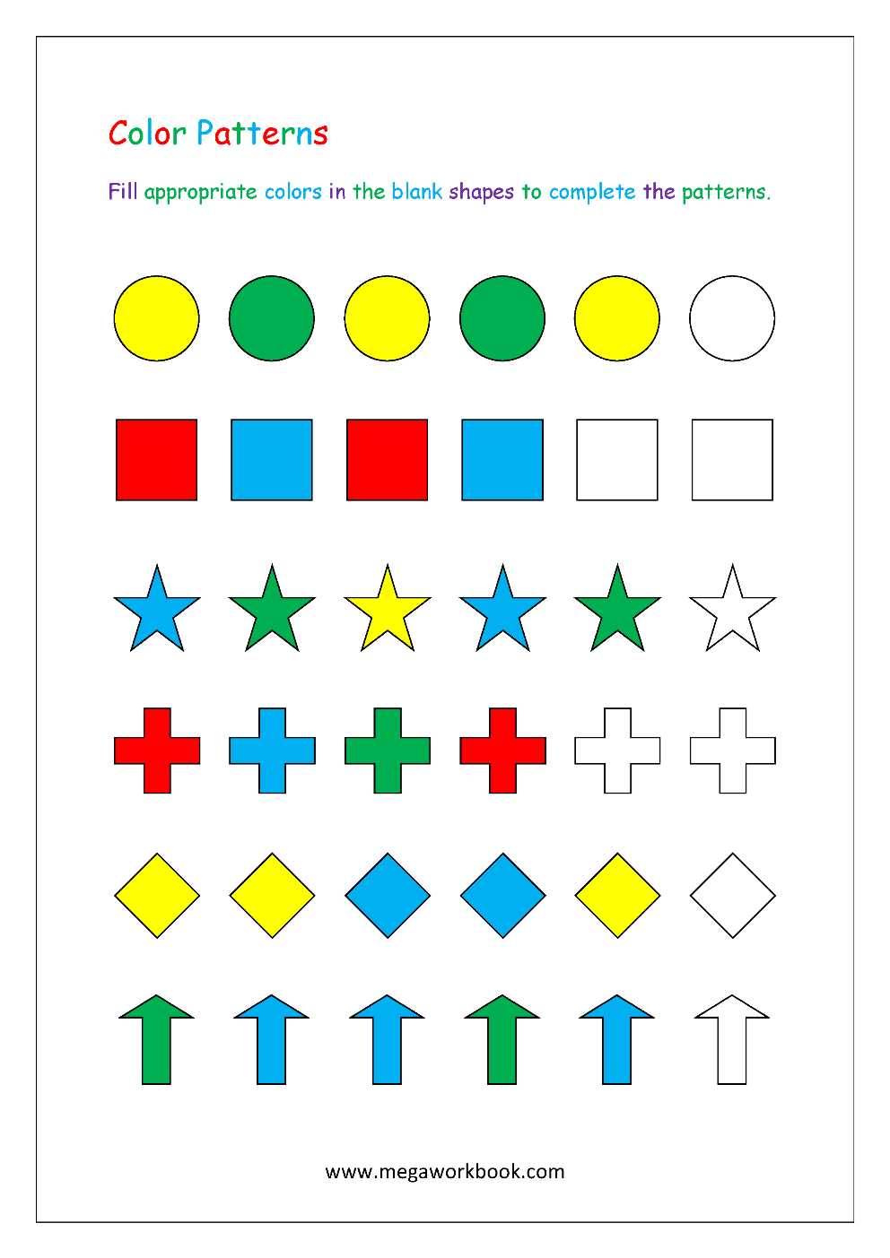 follow the pattern worksheet for kindergarten