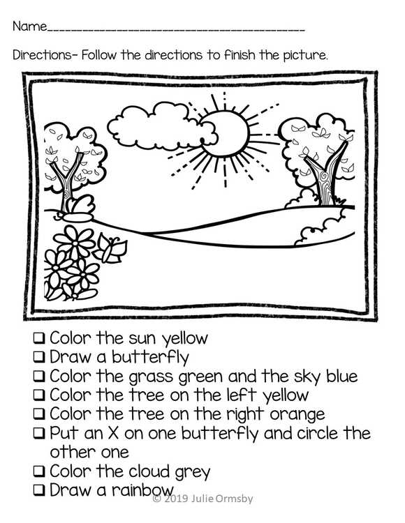 following directions worksheet 2nd grade
