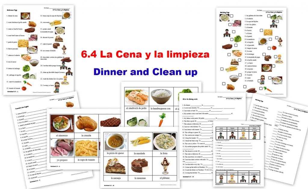 food spanish worksheet