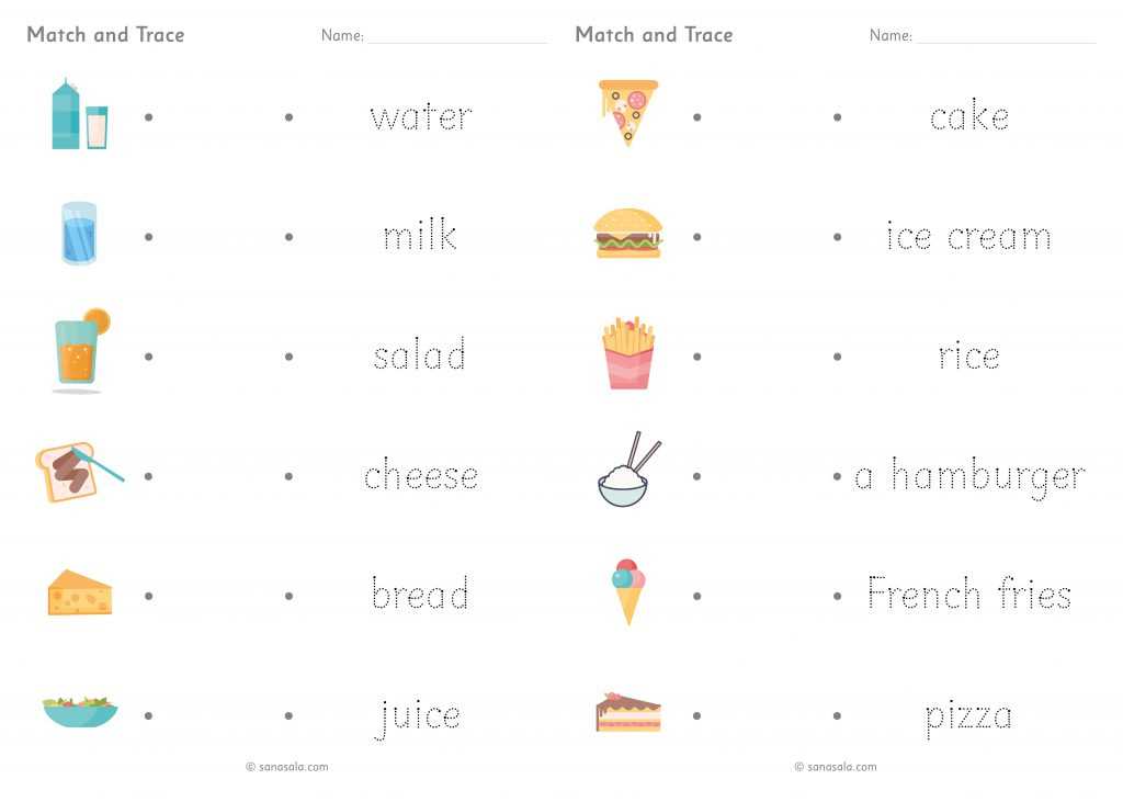 foods and drinks worksheets