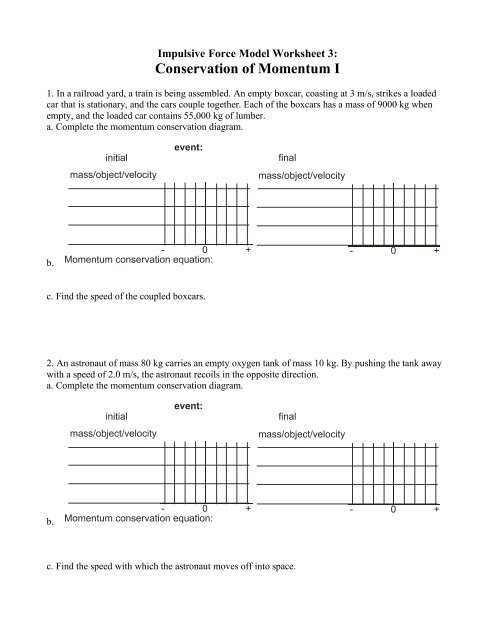 force and momentum worksheet