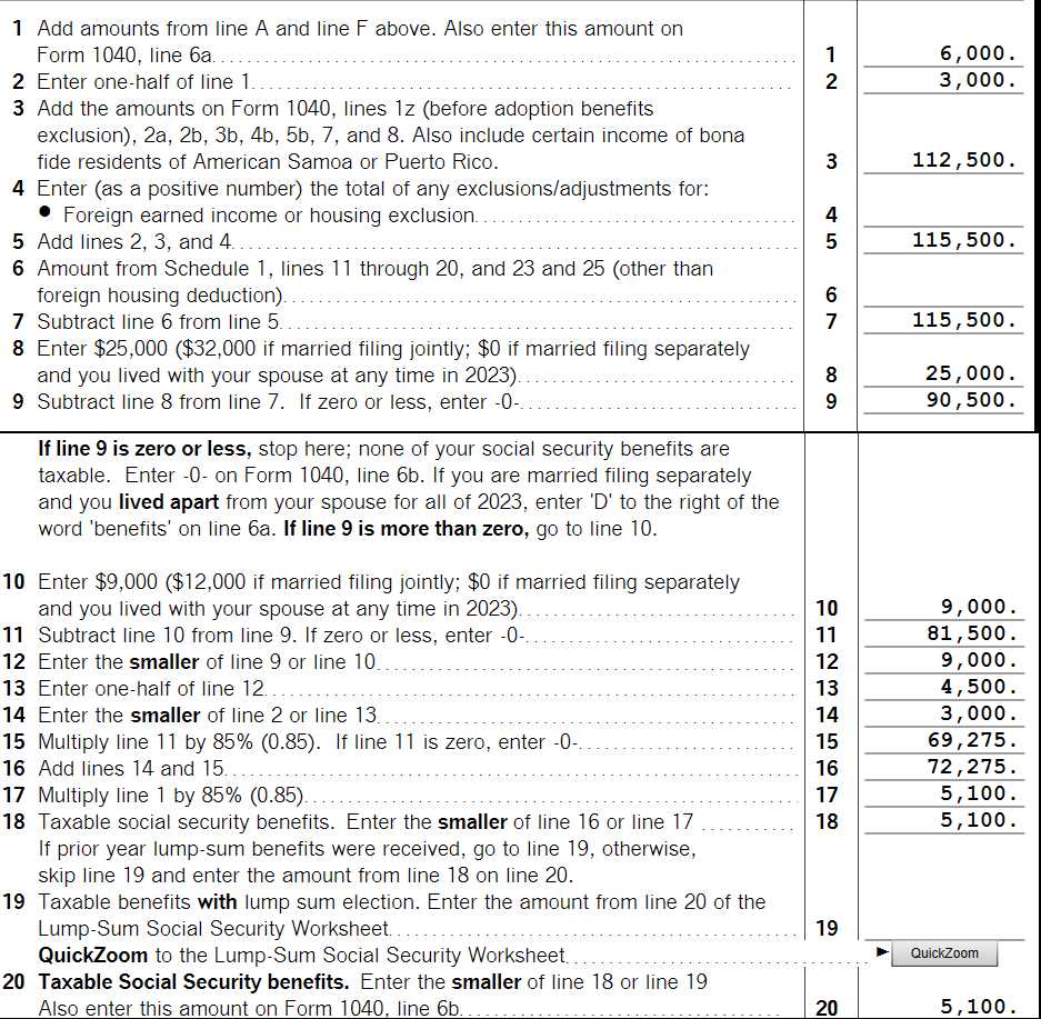 form 1040 social security benefits worksheet
