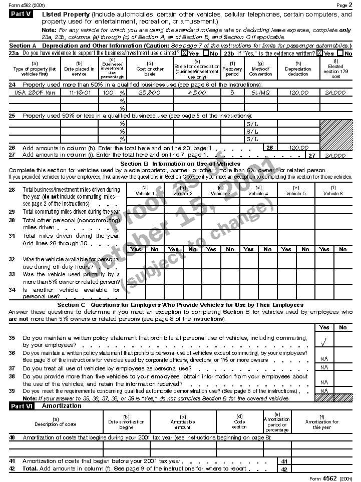 form 4562 depreciation worksheet