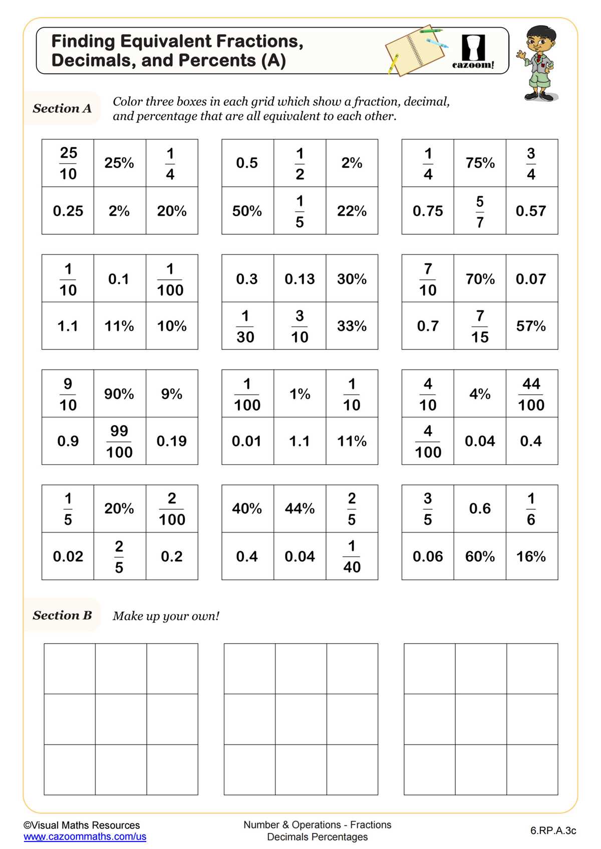 fraction decimal worksheet