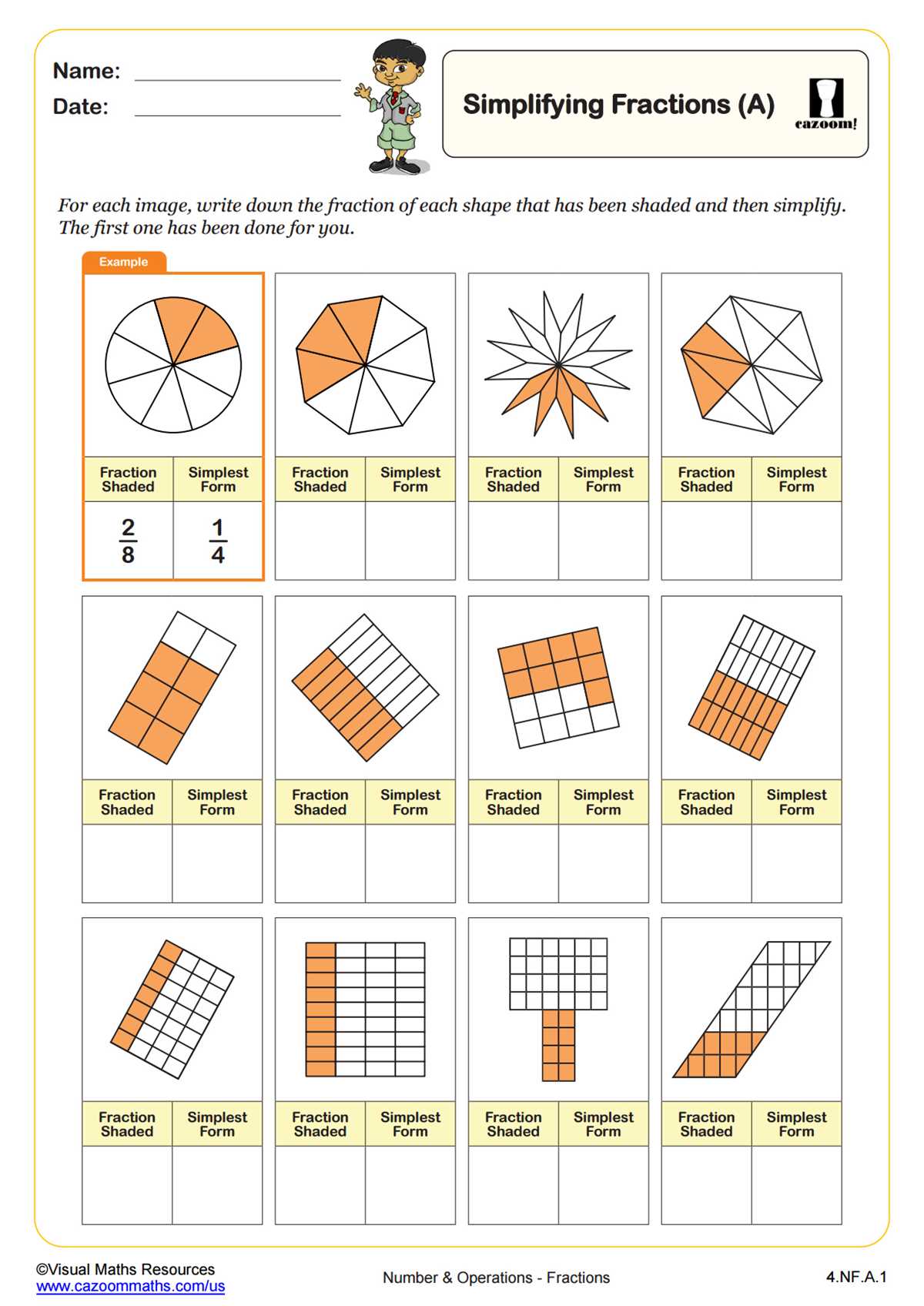 fraction simplification worksheet
