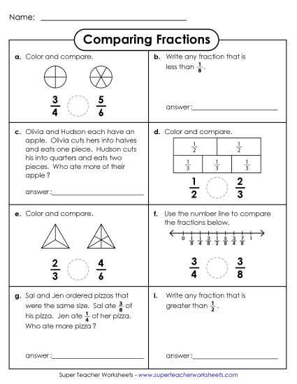 fraction worksheets 3rd grade