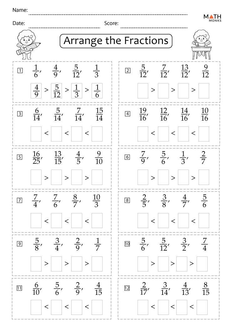 fractions denominator and numerator worksheets