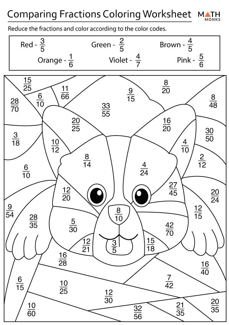 fractions worksheets coloring
