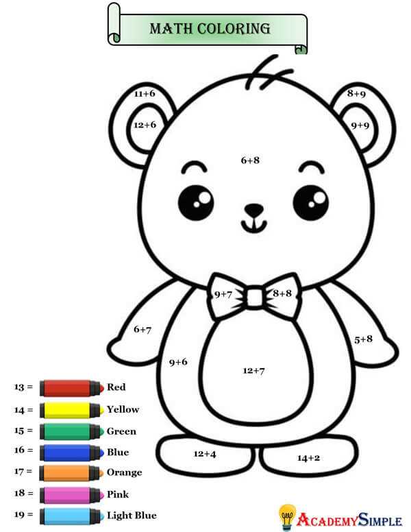 free addition coloring worksheets