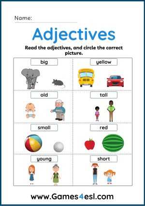 free adjectives worksheets