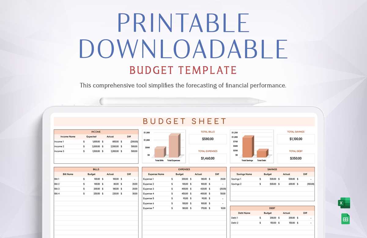 free budget worksheet excel