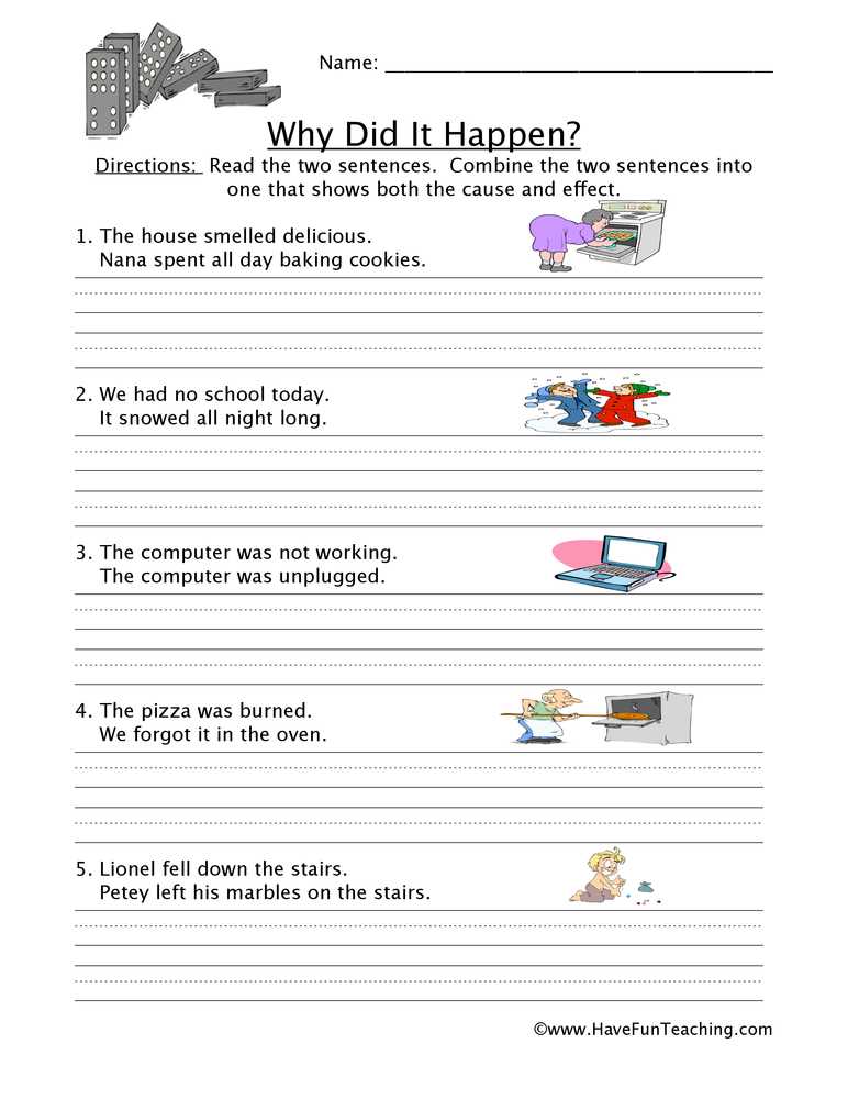 free cause and effect worksheets