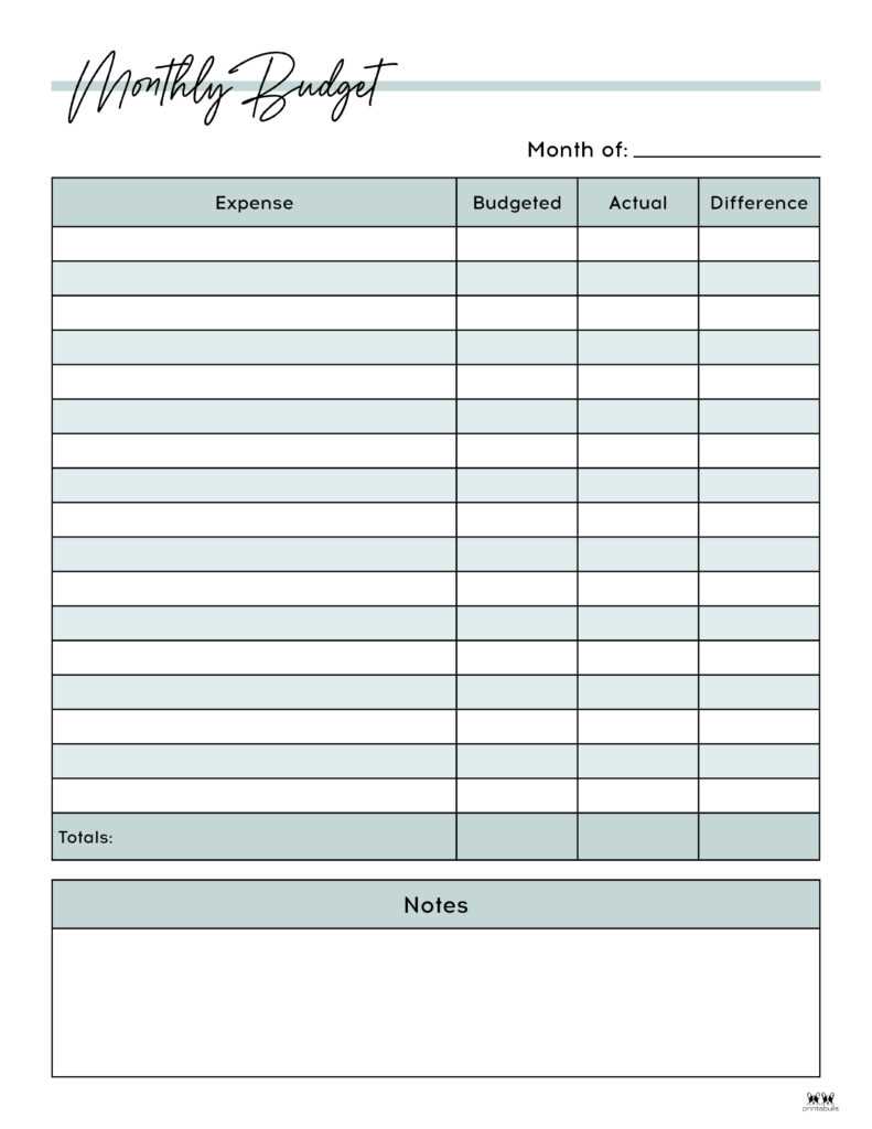 free monthly budget worksheet