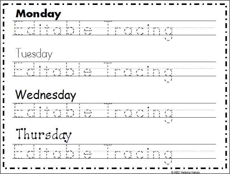 free name tracing worksheets editable