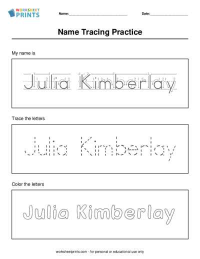 free name tracing worksheets