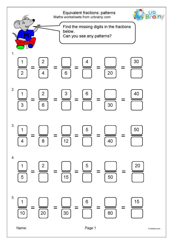 free printable equivalent fractions worksheets