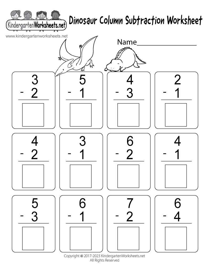 free printable math subtraction worksheets for kindergarten