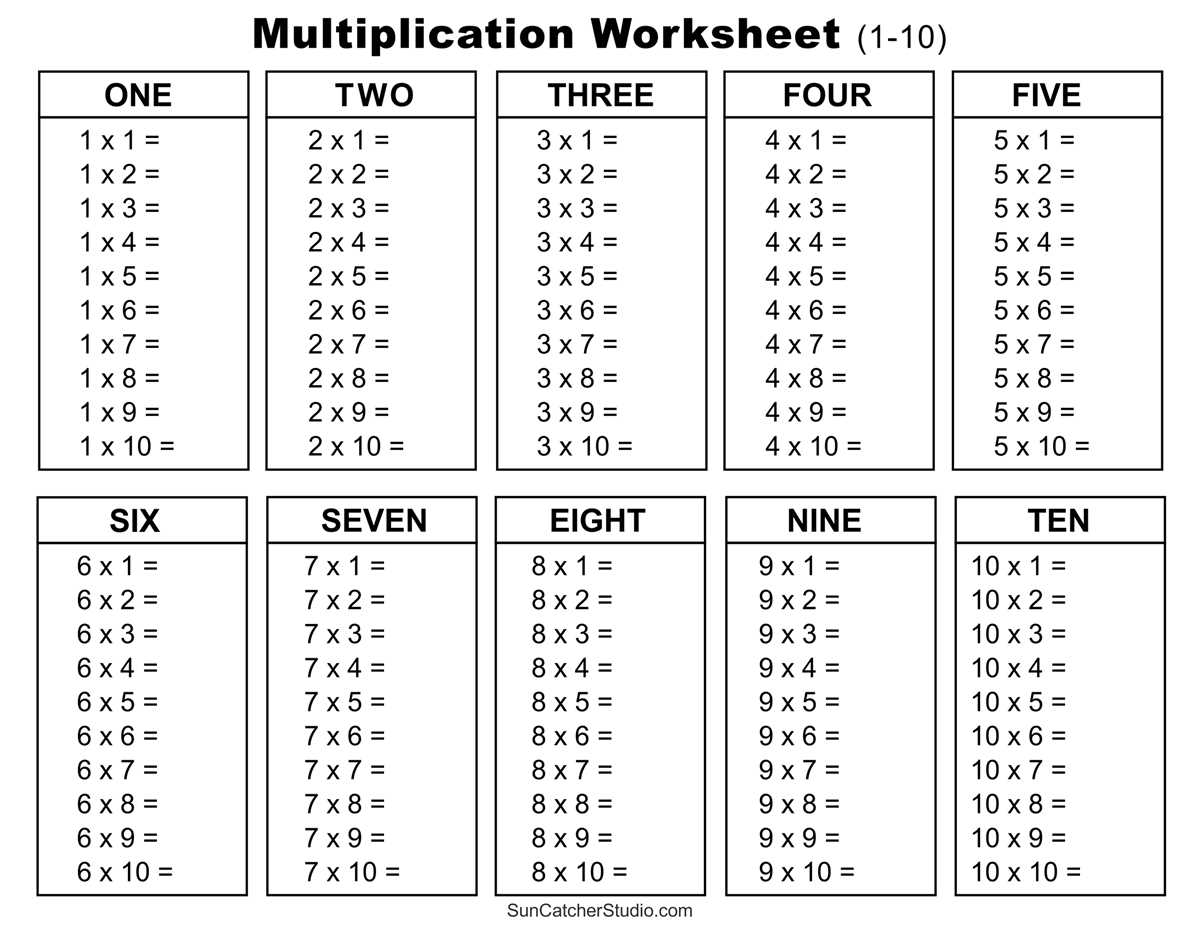 free printable math times table worksheets
