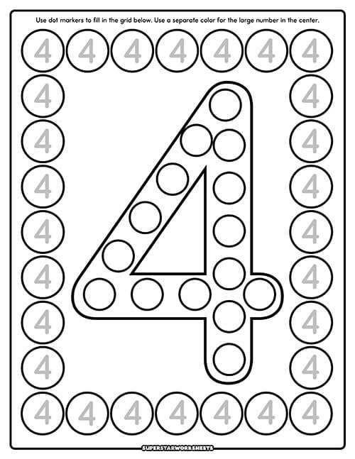 free printable number 4 worksheets