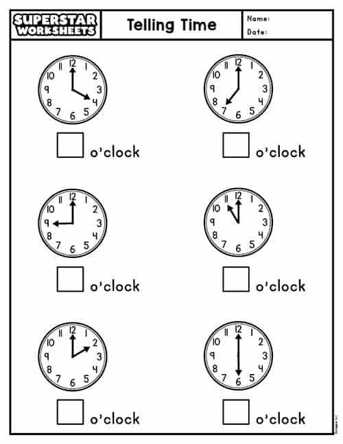 free printable time worksheets