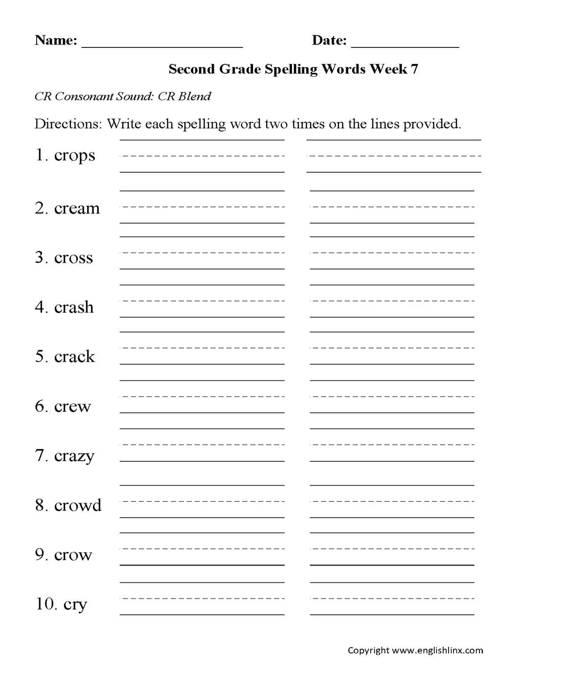 free spelling worksheets