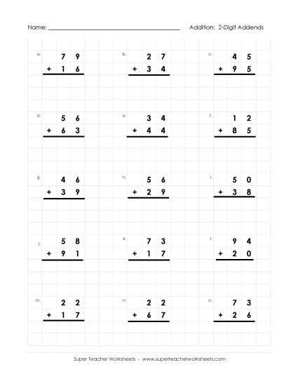 free two digit addition worksheets with regrouping