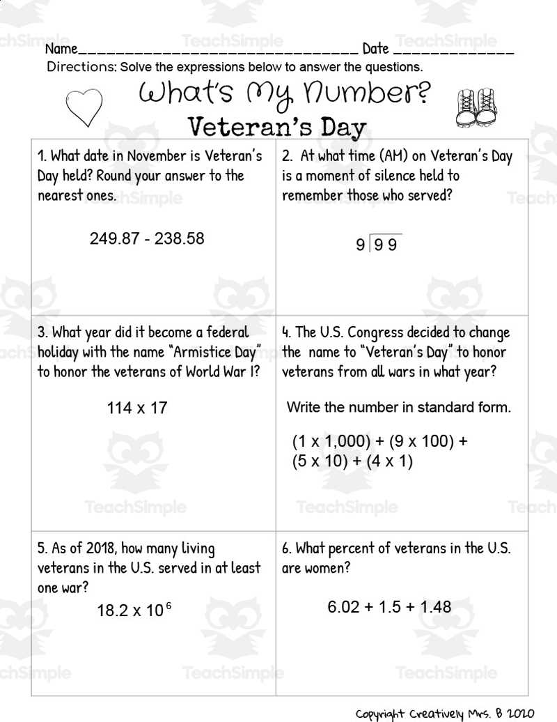 free veterans day worksheets