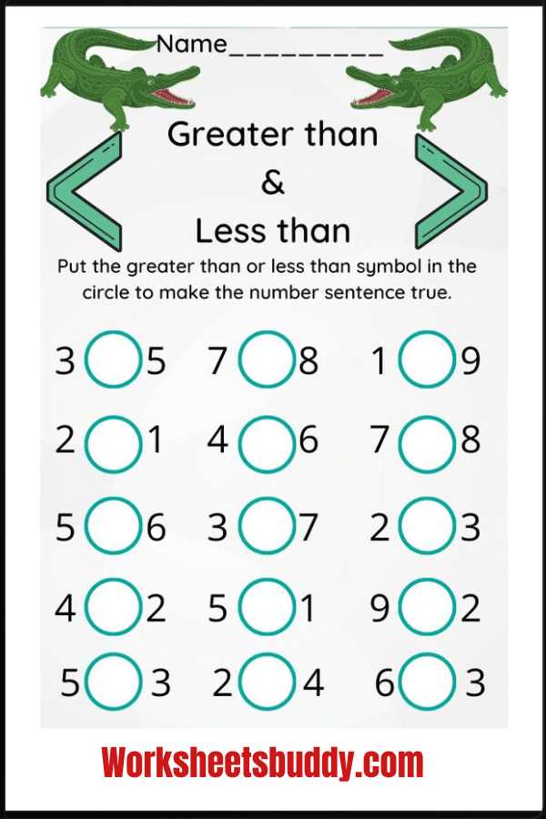 free worksheets greater than less than