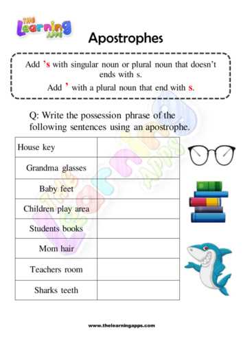 apostrophe worksheet for class 4