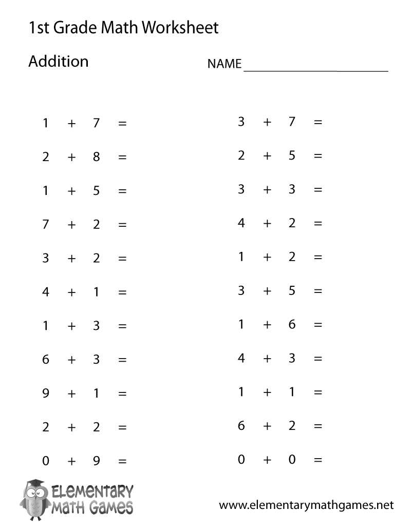 fun math worksheets 1st grade