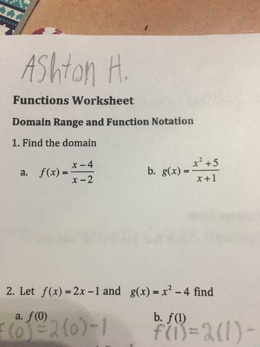function notation worksheet