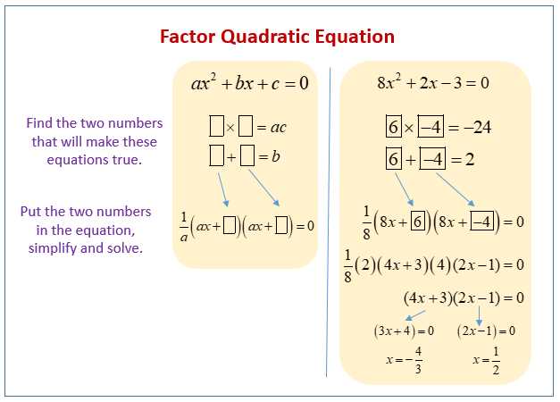 factoring quadratic equations worksheet