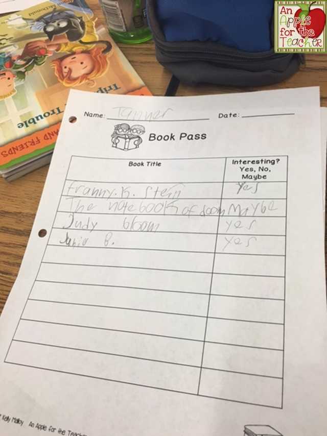 book pass worksheet
