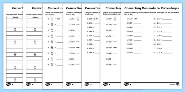 change decimal to percent worksheet change decimal to percent worksheet
