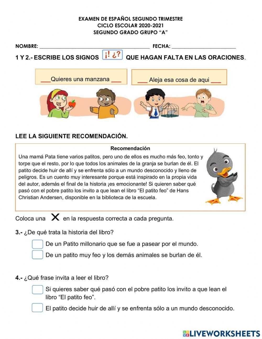 segundo paso worksheet